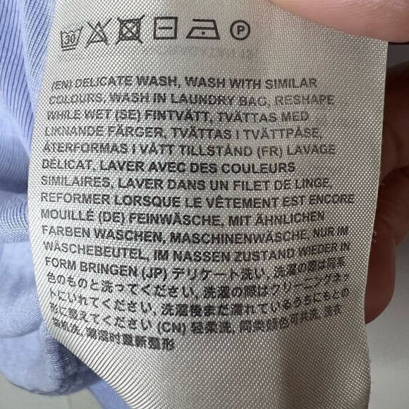 Acne Studios Pale Blue/Tan Eva Laddering Rib See-Through T-Shirt Size XS - Picture 12 of 12